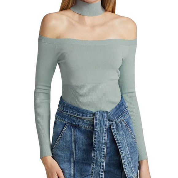 Jonathan Simkhai Signature Cold Shoulder Knit Top, Women's Size S - Tide Blue - Picture 1 of 15